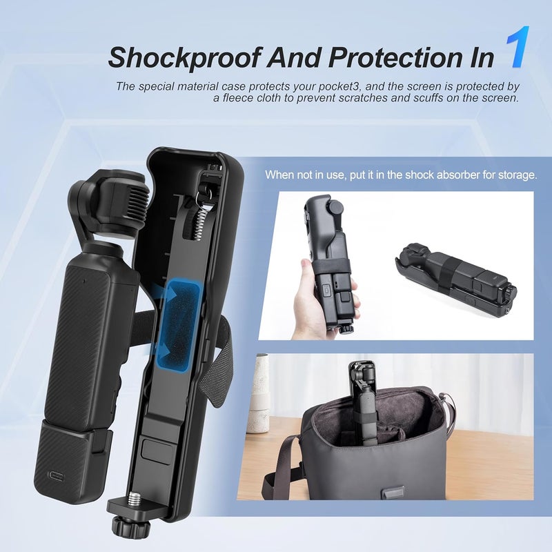 STARTRC OSMO Pocket 3 مثبت يدوي، مقبض حامل مضاد للاهتزاز بزاوية صغيرة، حقيبة تخزين واقية لملحقات DJI Osmo Pocket 3 لمبدعي الفيديو والتصوير المباشر - Image 4